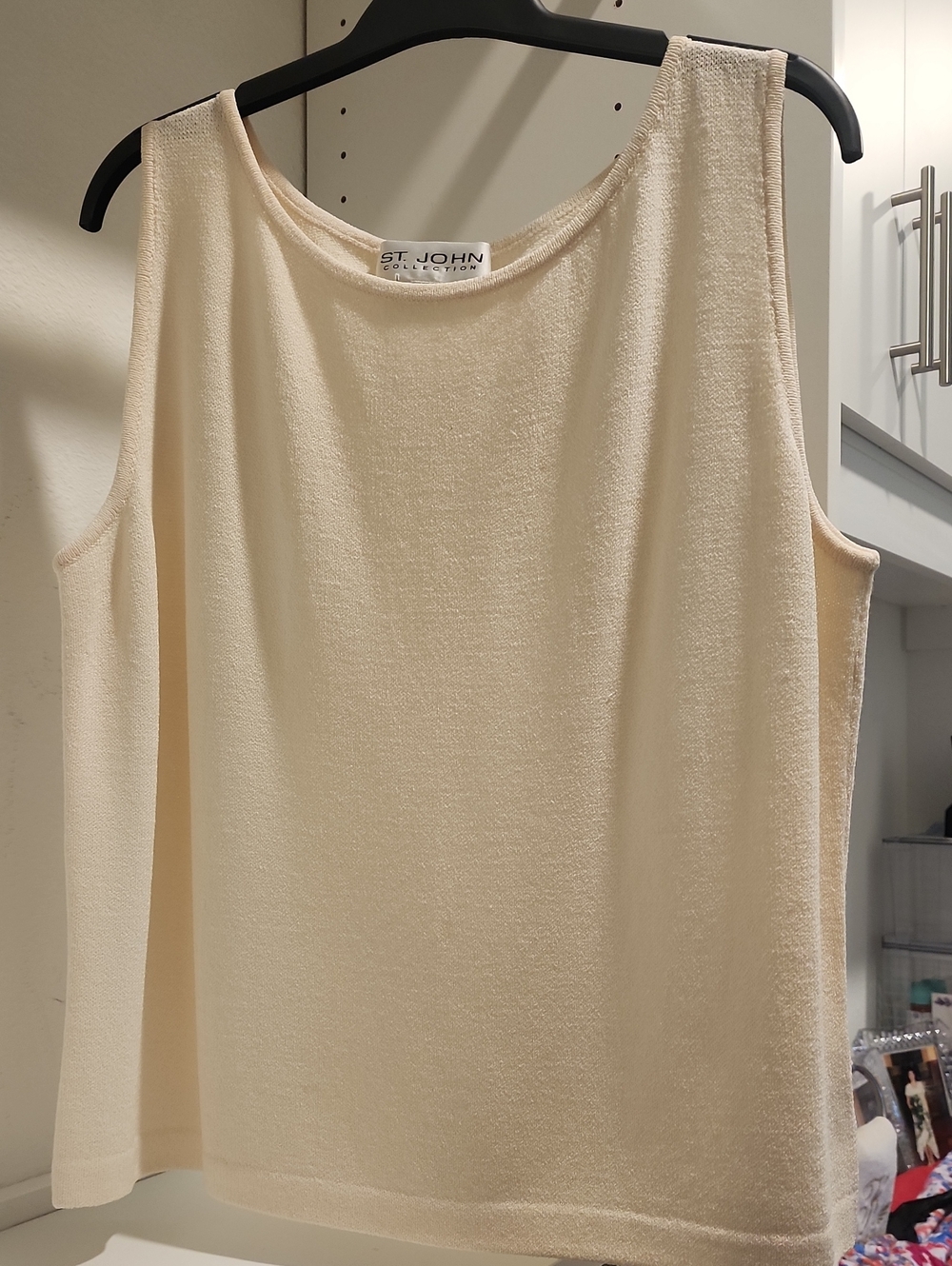 St. John Cream Knit Sleeveless Tank